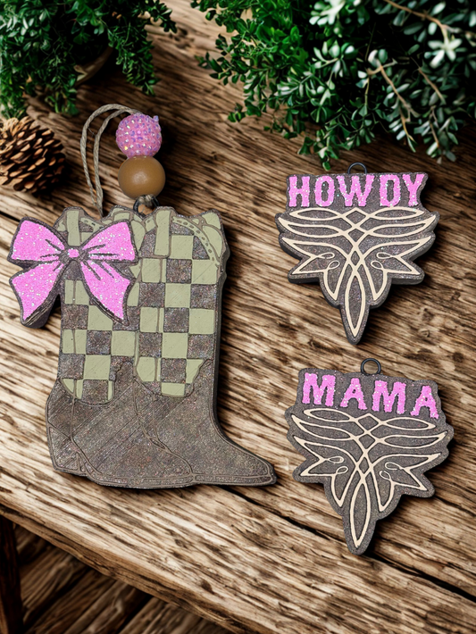 Checkered Cowgirl Boot Freshie Set