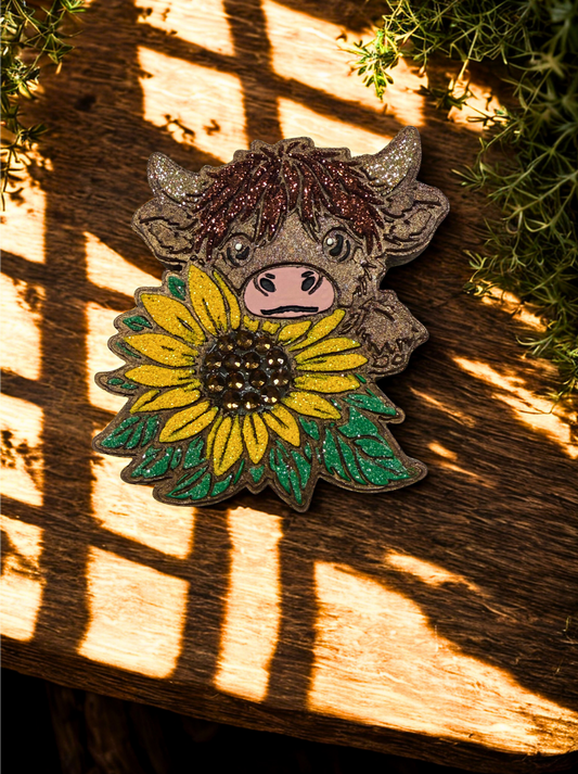 Sunflower Highland Cow