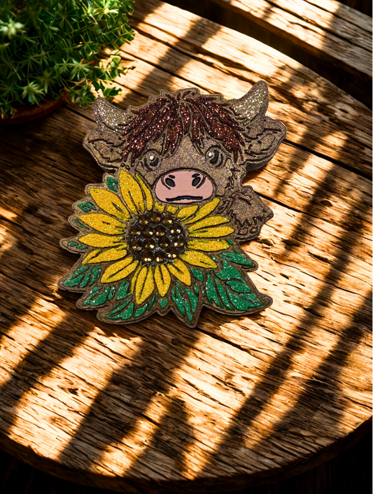 Sunflower Highland Cow